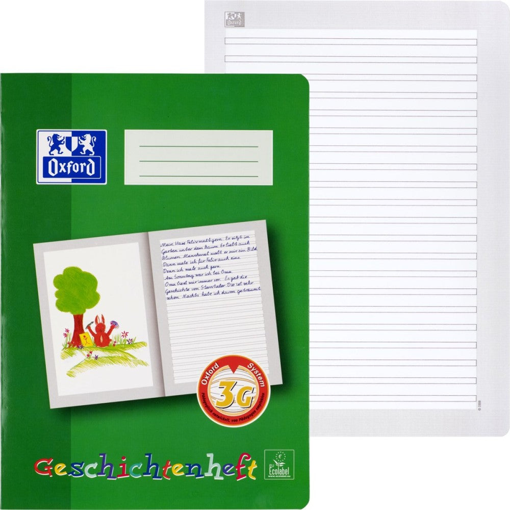 Oxford Geschichtenheft / A4 / 16 Blatt / Lineatur 3G / liniert