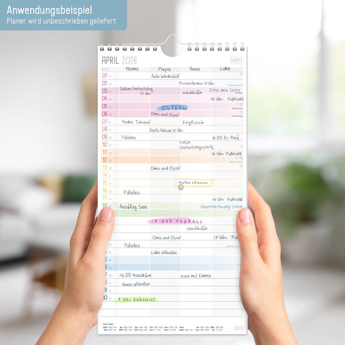Familienplaner 2025/2026 Kompakt / 18 Monate / 4-spaltig / Rainbow / Häfft-Verlag