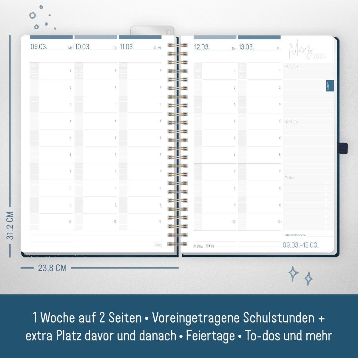 Häfft Lehrer-Planer Deluxe 2025/2026 / A4+ / Golden Earth