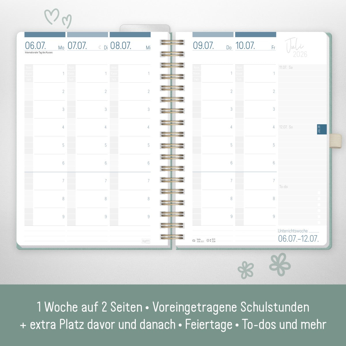 Häfft Lehrer-Planer Deluxe 2025/2026 / A5+ / Green Canvas