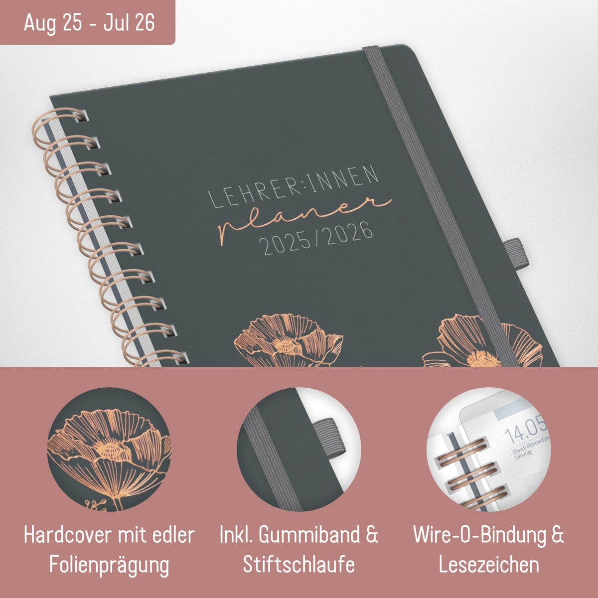 Häfft Lehrer-Planer Deluxe 2025/2026 / A5+ / Poppy