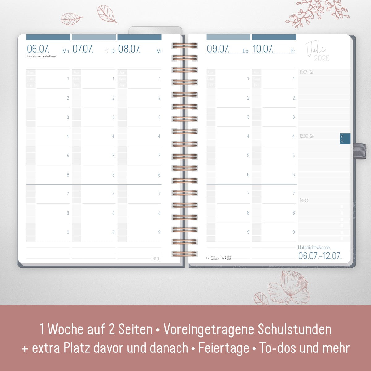 Häfft Lehrer-Planer Deluxe 2025/2026 / A5+ / Poppy