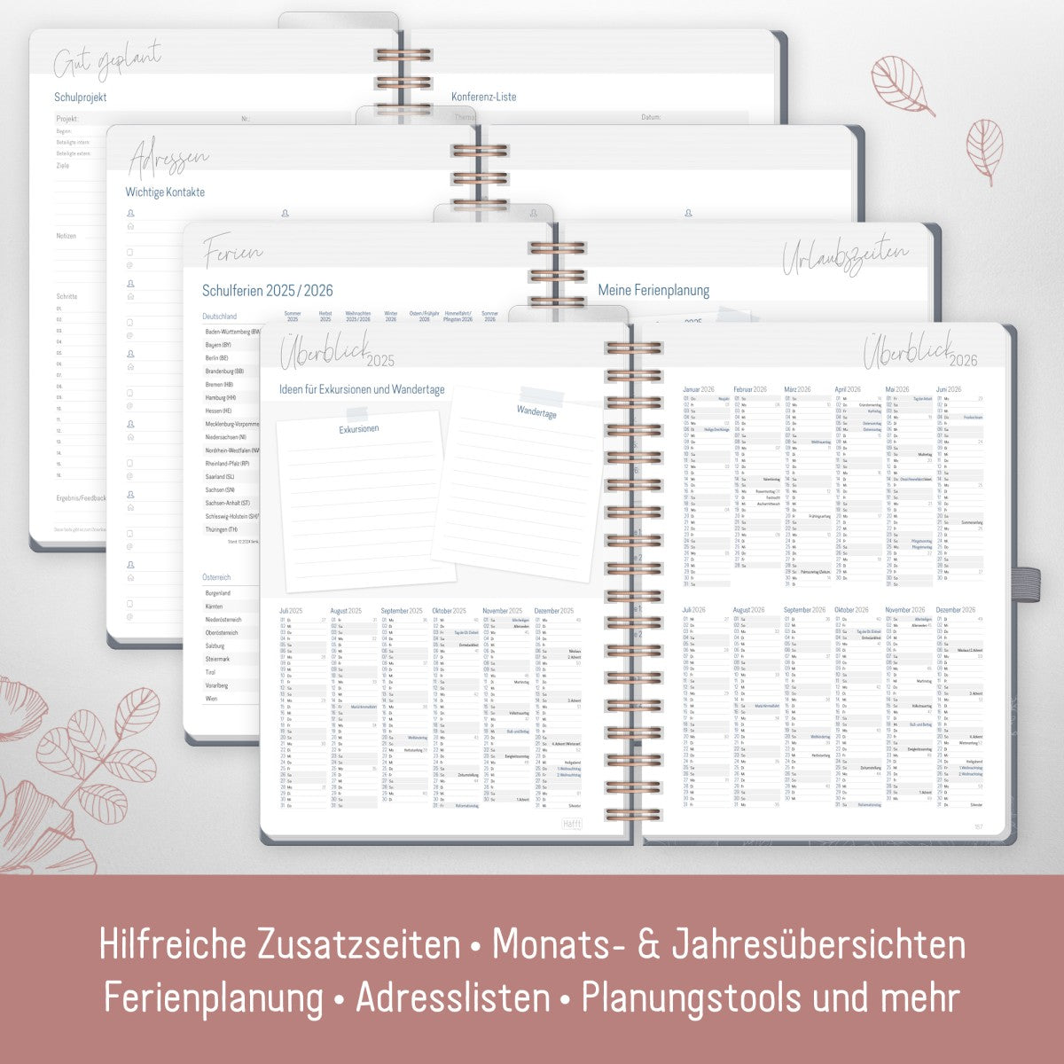 Häfft Lehrer-Planer Deluxe 2025/2026 / A5+ / Poppy