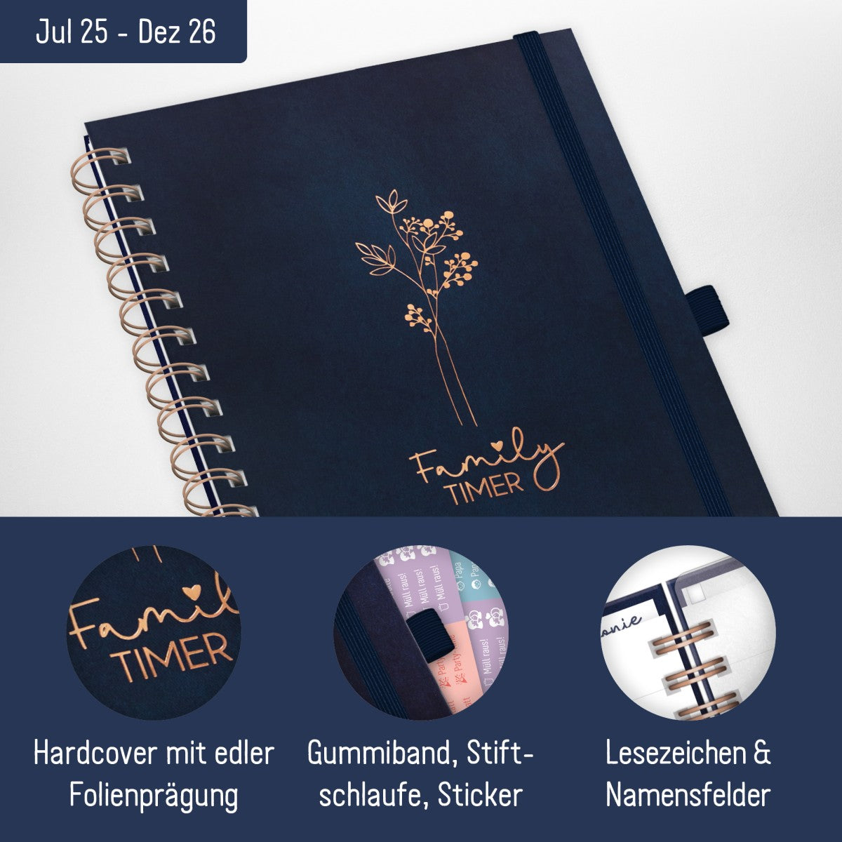 Family-Timer 2025/2026 Deluxe / 18 Monate / Cute Flower / Häfft-Verlag