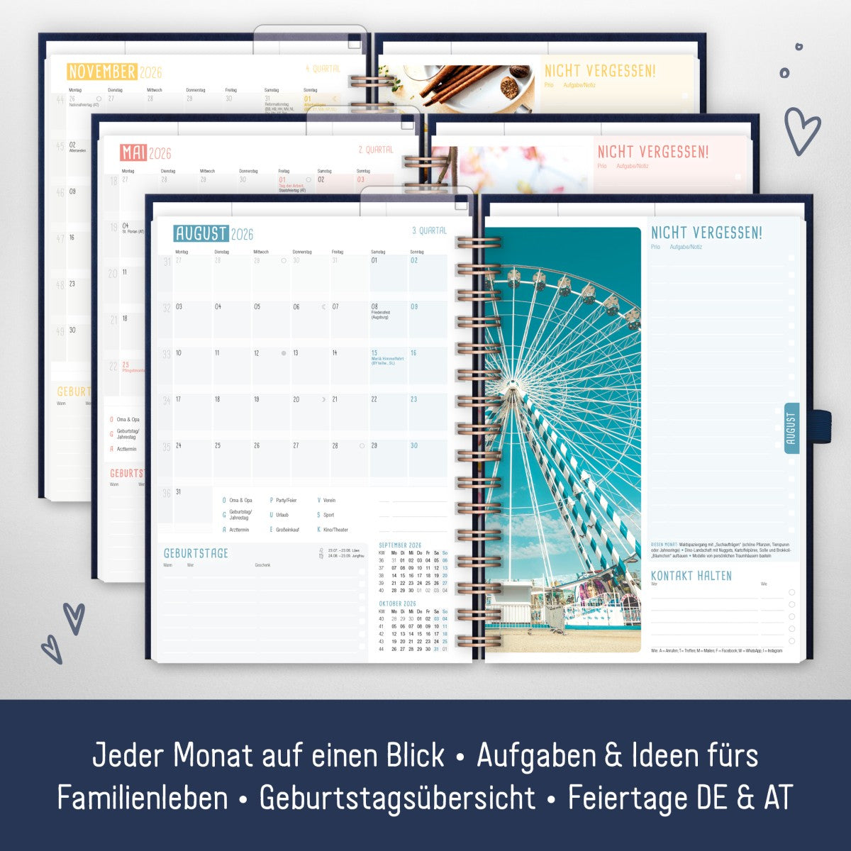 Family-Timer 2025/2026 Deluxe / 18 Monate / Cute Flower / Häfft-Verlag