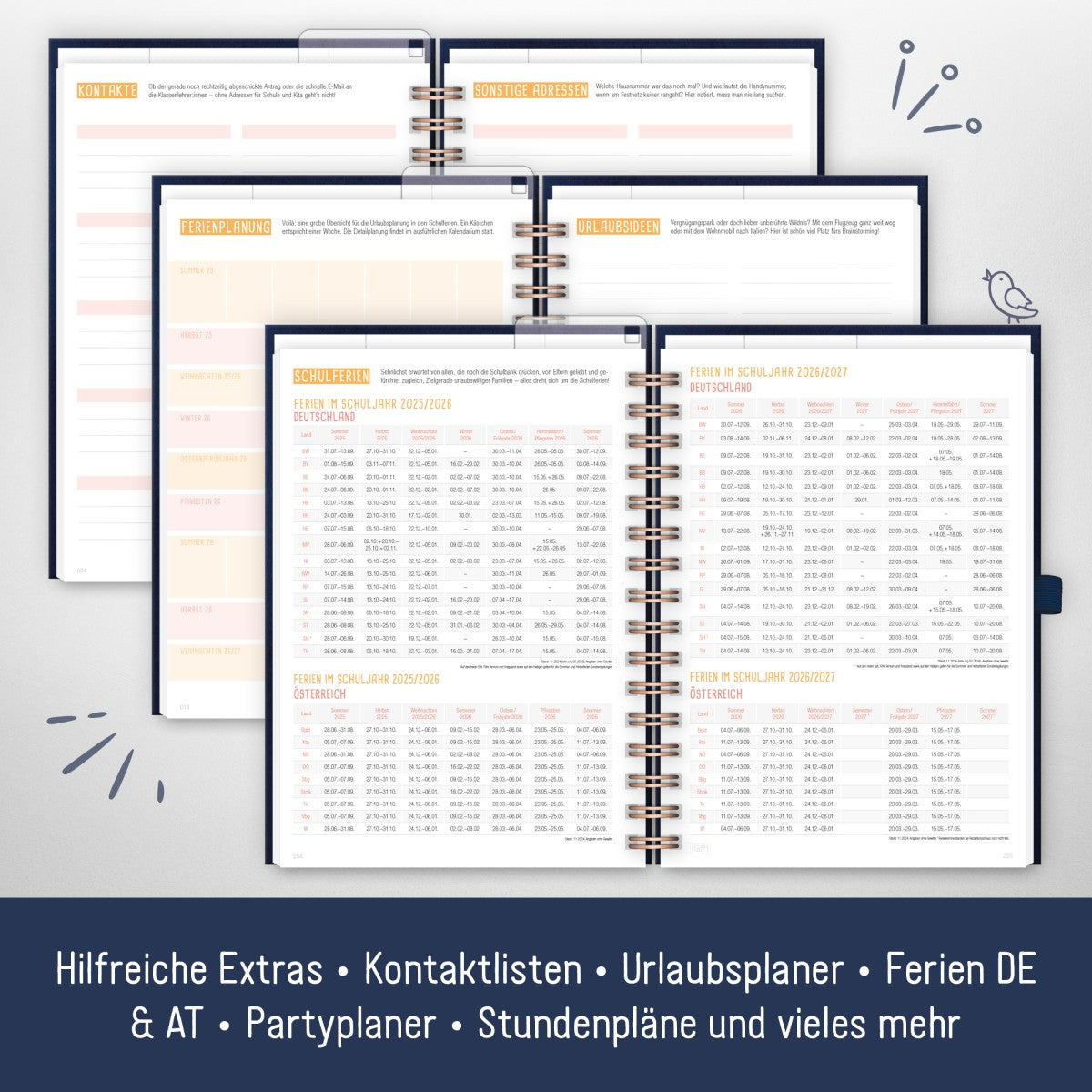 Family-Timer 2025/2026 Deluxe / 18 Monate / Cute Flower / Häfft-Verlag