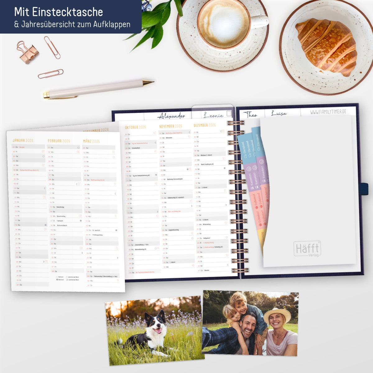 Family-Timer 2025/2026 Deluxe / 18 Monate / Cute Flower / Häfft-Verlag