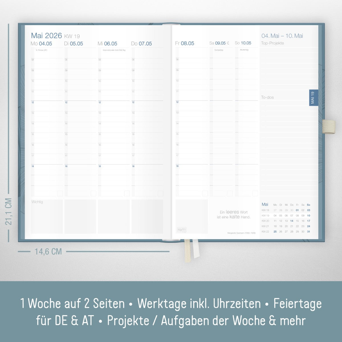 Business-Timer Deluxe 2025/2026 / 18 Monate / Blue Ginko / Häfft Verlag
