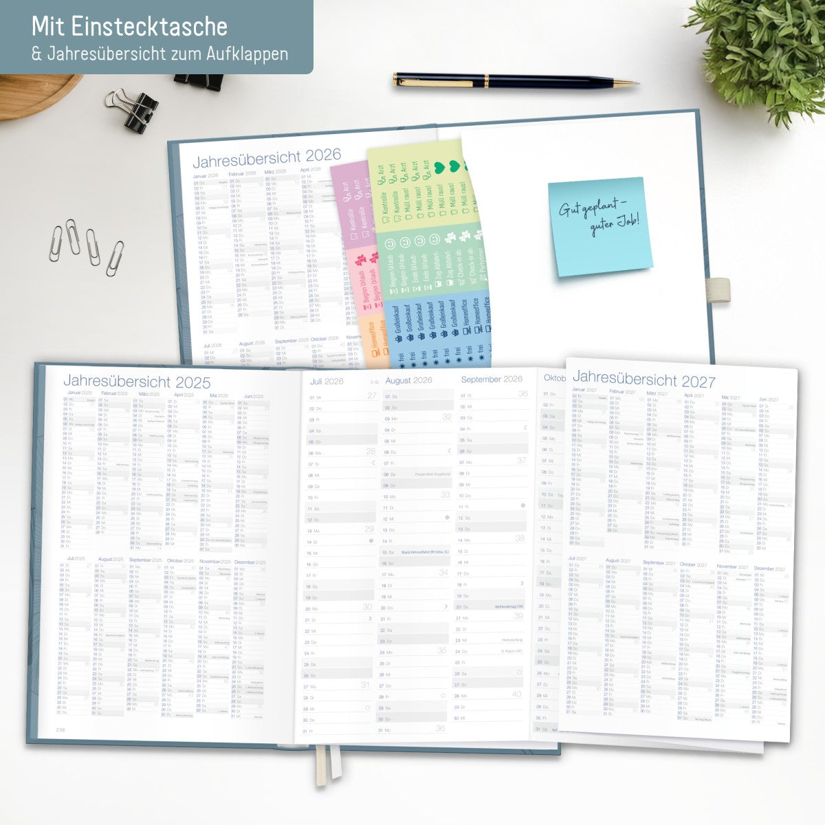 Business-Timer Deluxe 2025/2026 / 18 Monate / Blue Ginko / Häfft Verlag