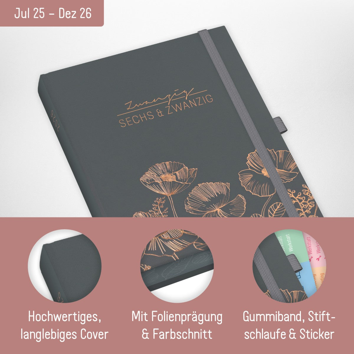 Business-Timer Deluxe 2025/2026 / 18 Monate / Poppy / Häfft Verlag