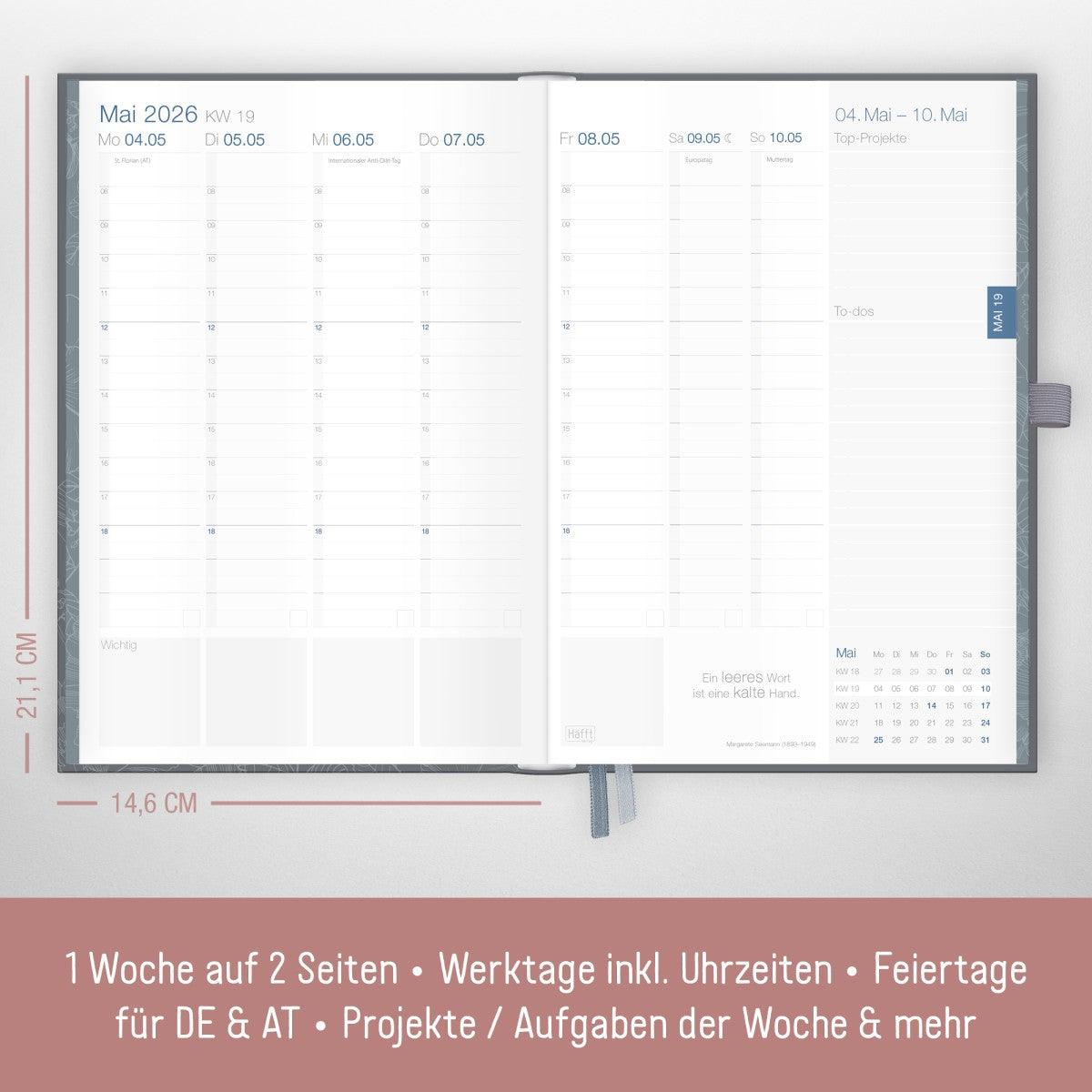 Business-Timer Deluxe 2025/2026 / 18 Monate / Poppy / Häfft Verlag