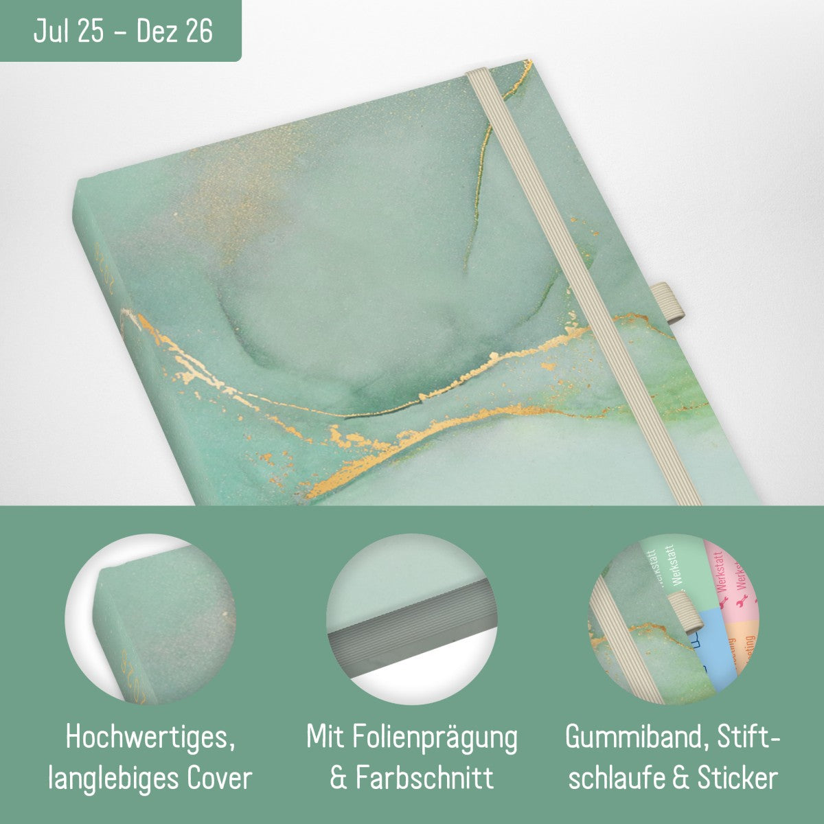 Business-Timer Deluxe 2025/2026 / 18 Monate / Soft Green / Häfft Verlag