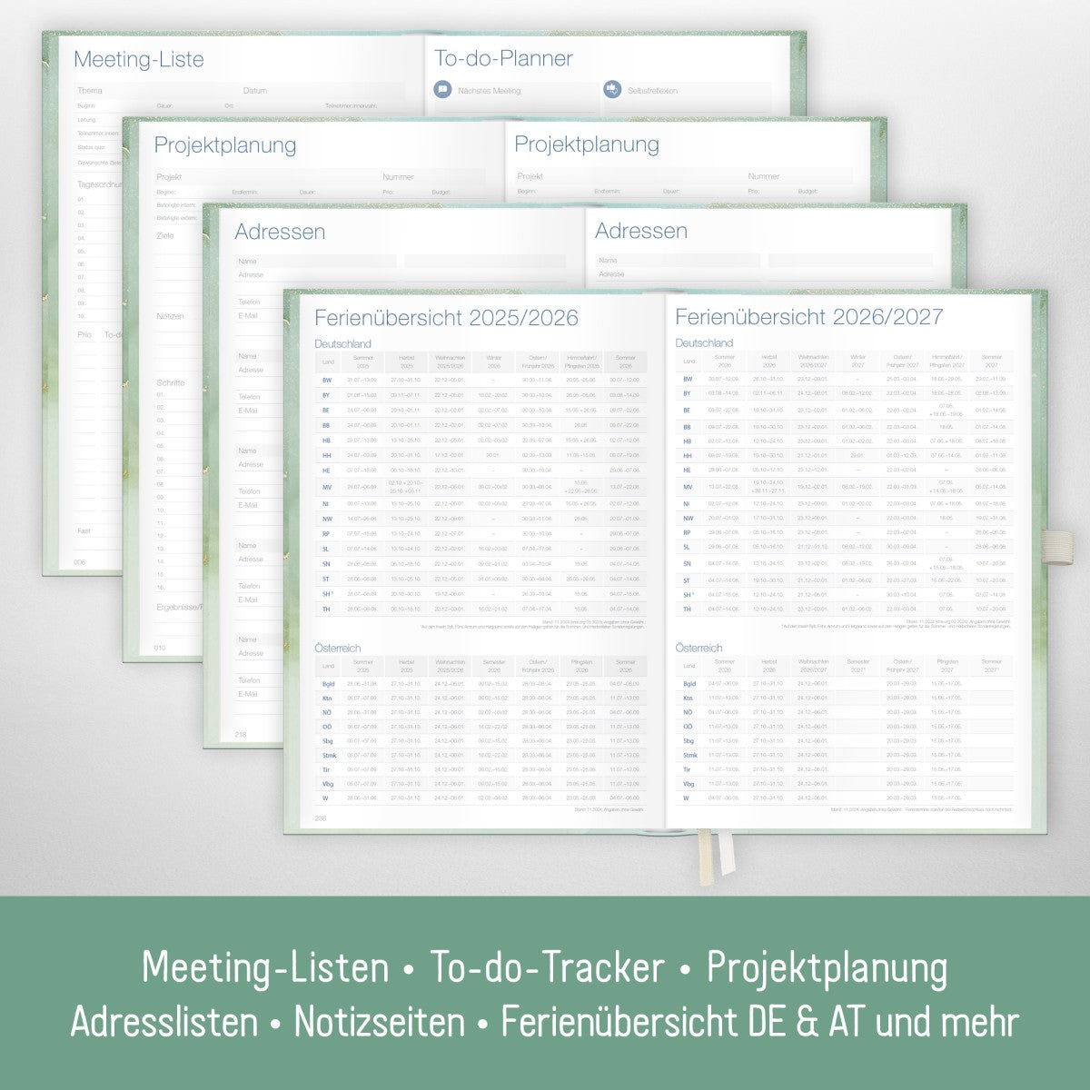 Business-Timer Deluxe 2025/2026 / 18 Monate / Soft Green / Häfft Verlag