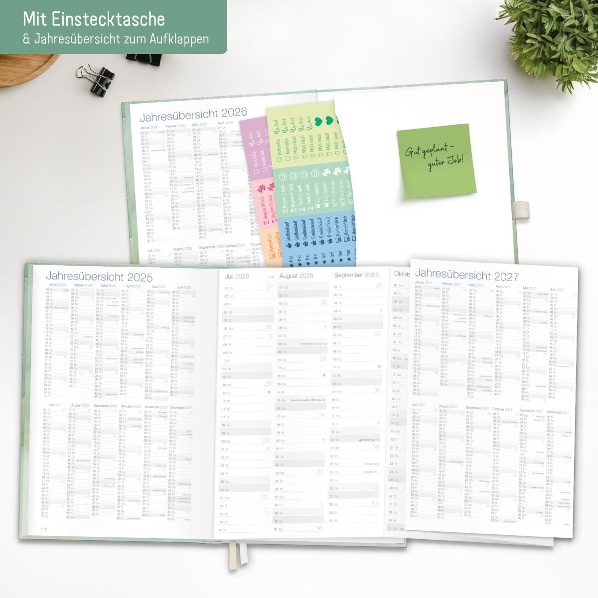 Business-Timer Deluxe 2025/2026 / 18 Monate / Soft Green / Häfft Verlag