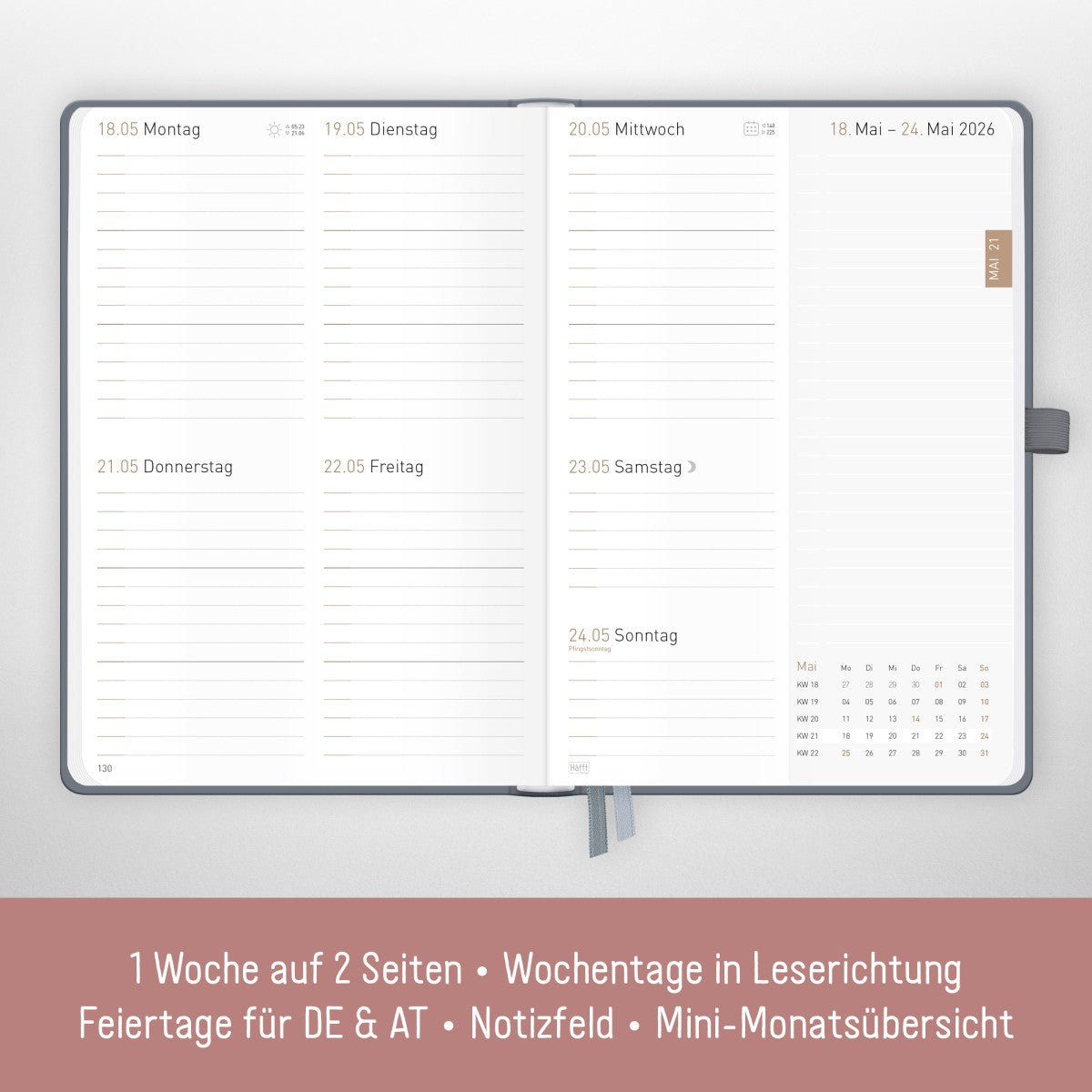 Chäff-Timer Premium 2025/2026 / 18 Monate / A5 / Poppy / Häfft-Verlag