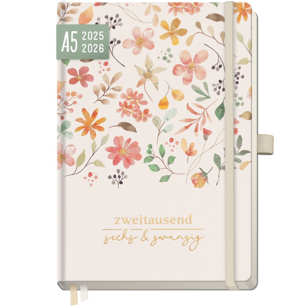Wochen-Notiz-Timer Classic 2025/2026 / 18 Monate / A5 / Wild Blossoms / Häfft Verlag