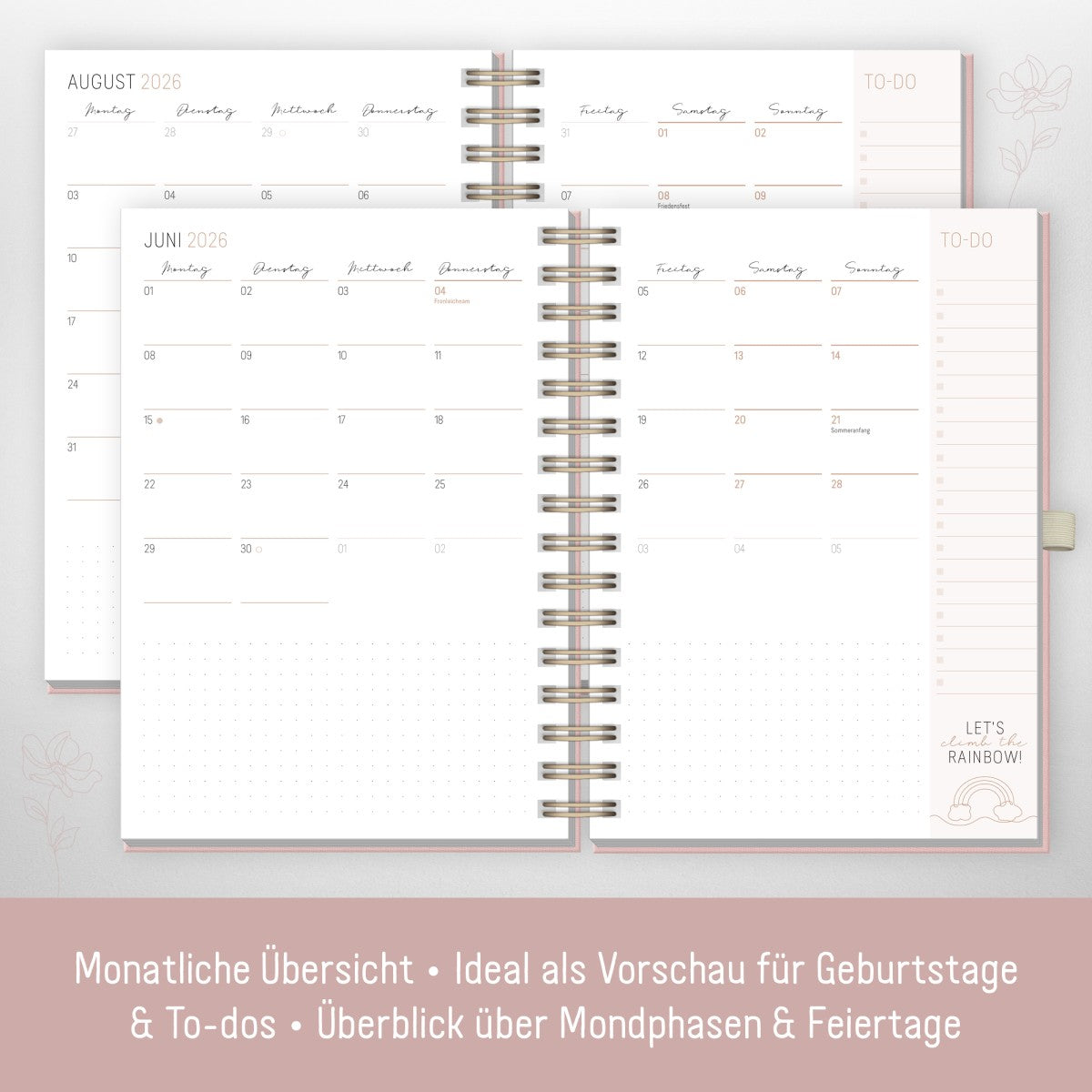 Lieblings-Timer Deluxe 2025/2026 / Ringbuch-Kalender / Rosé Canvas / Häfft-Verlag