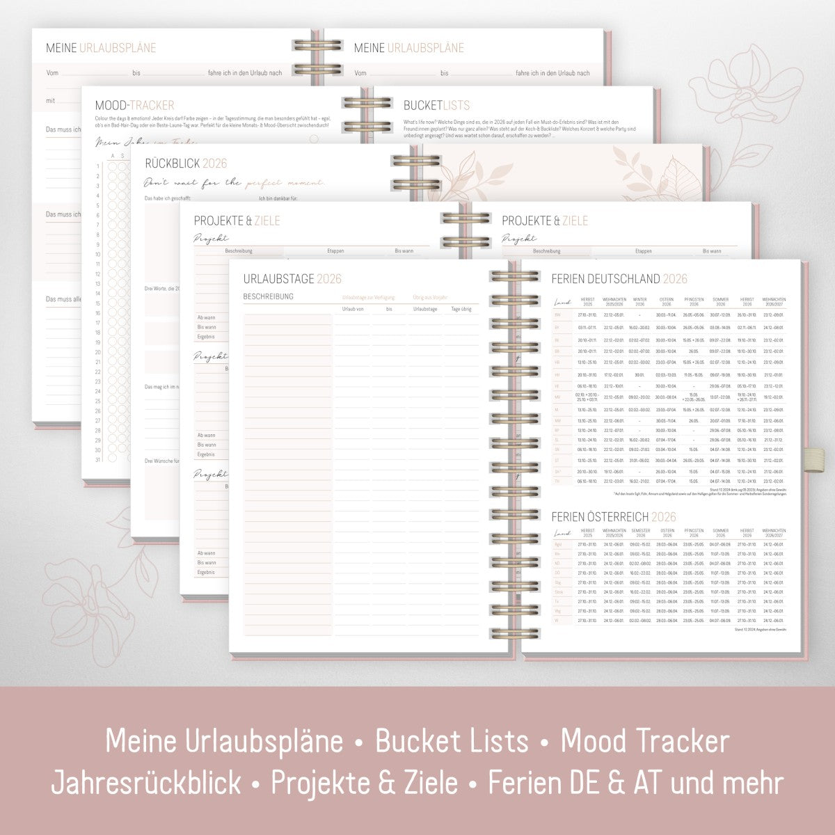 Lieblings-Timer Deluxe 2025/2026 / Ringbuch-Kalender / Rosé Canvas / Häfft-Verlag