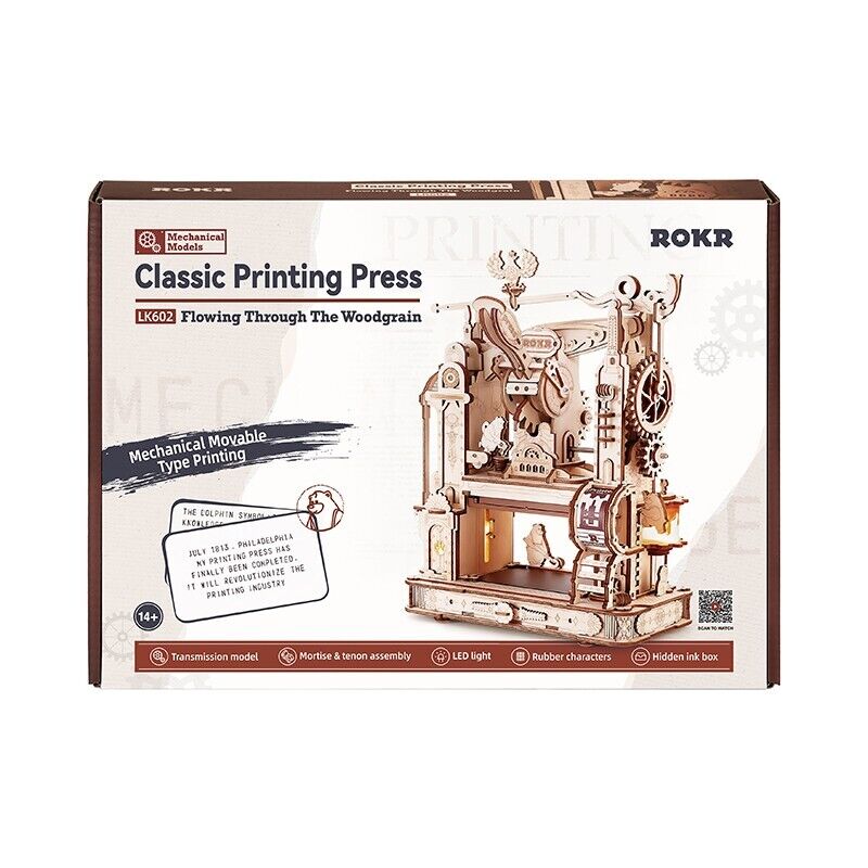 ROKR 3D-Holz-Puzzle Classic Printing Press / Druckerpresse