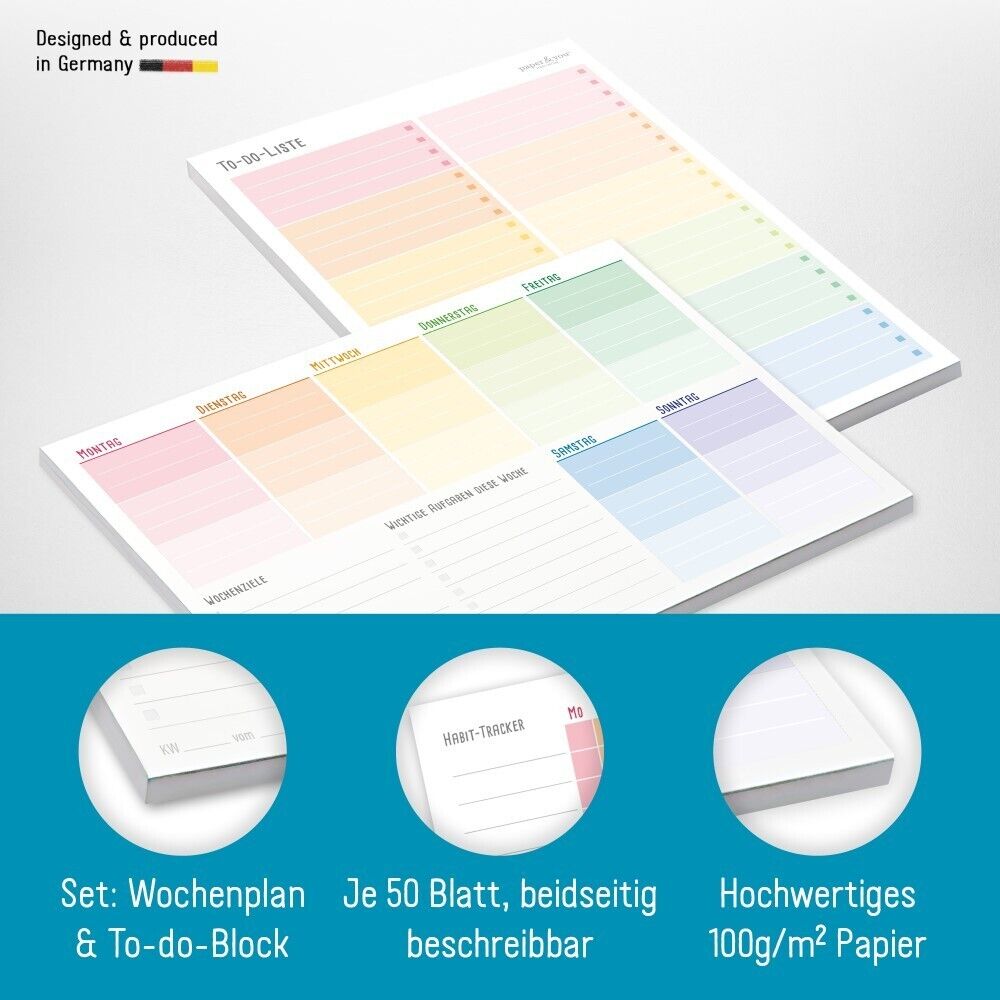 paper&you Blöcke A5 / 2er-Set Notizblock & Wochenplaner / vom Häfft-Verlag