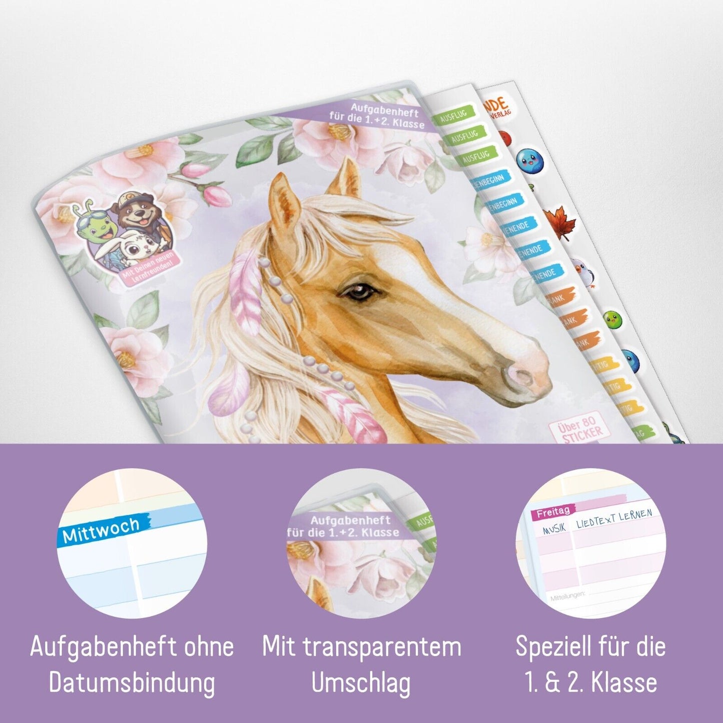 Mein Grundschul-Aufgabenheft 1+2. Klasse / A5 / Pferd / vom Häfft-Verlag