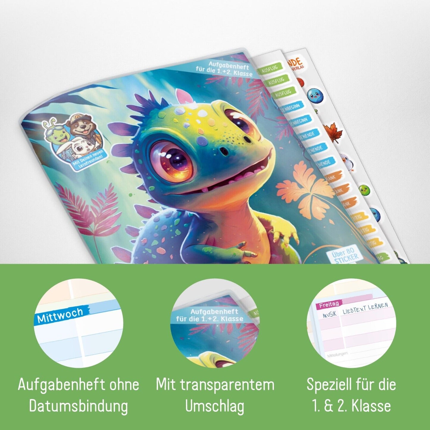 Mein Grundschul-Aufgabenheft 1+2. Klasse / A5 / Kleiner Dino / vom Häfft-Verlag