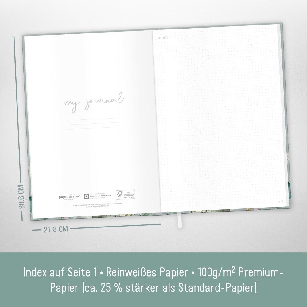 paper&you Journal A4+ / gepunktet / Minty Leaves / Häfft-Verlag