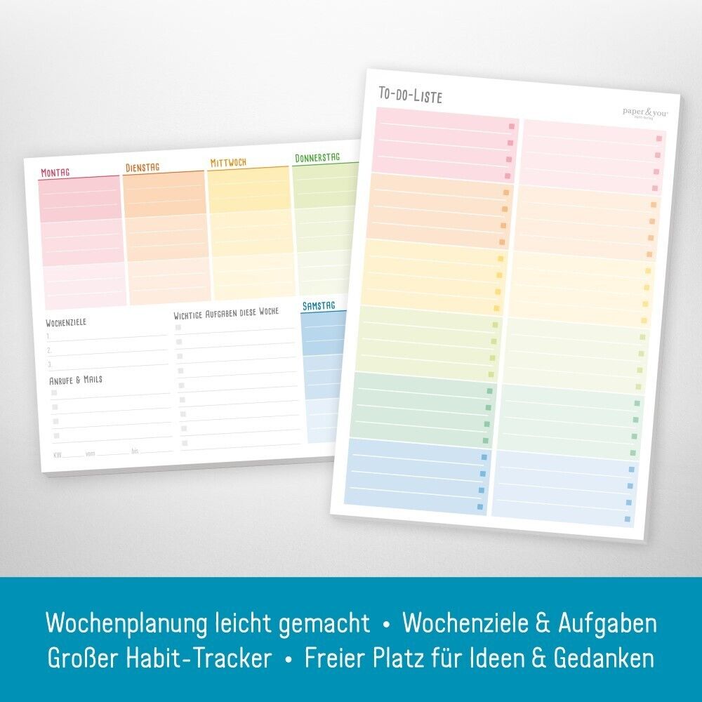 paper&you Blöcke A5 / 2er-Set Notizblock & Wochenplaner / vom Häfft-Verlag