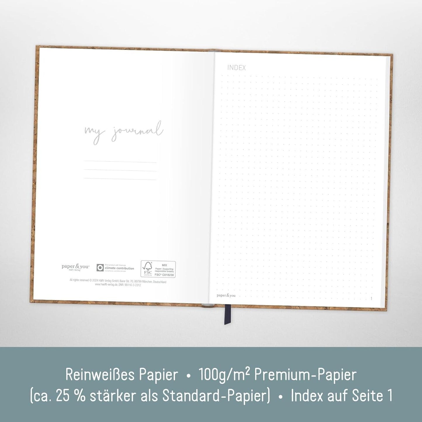 paper&you Notizbuch Classic / dotted / A5+ / Kork / Häfft-Verlag