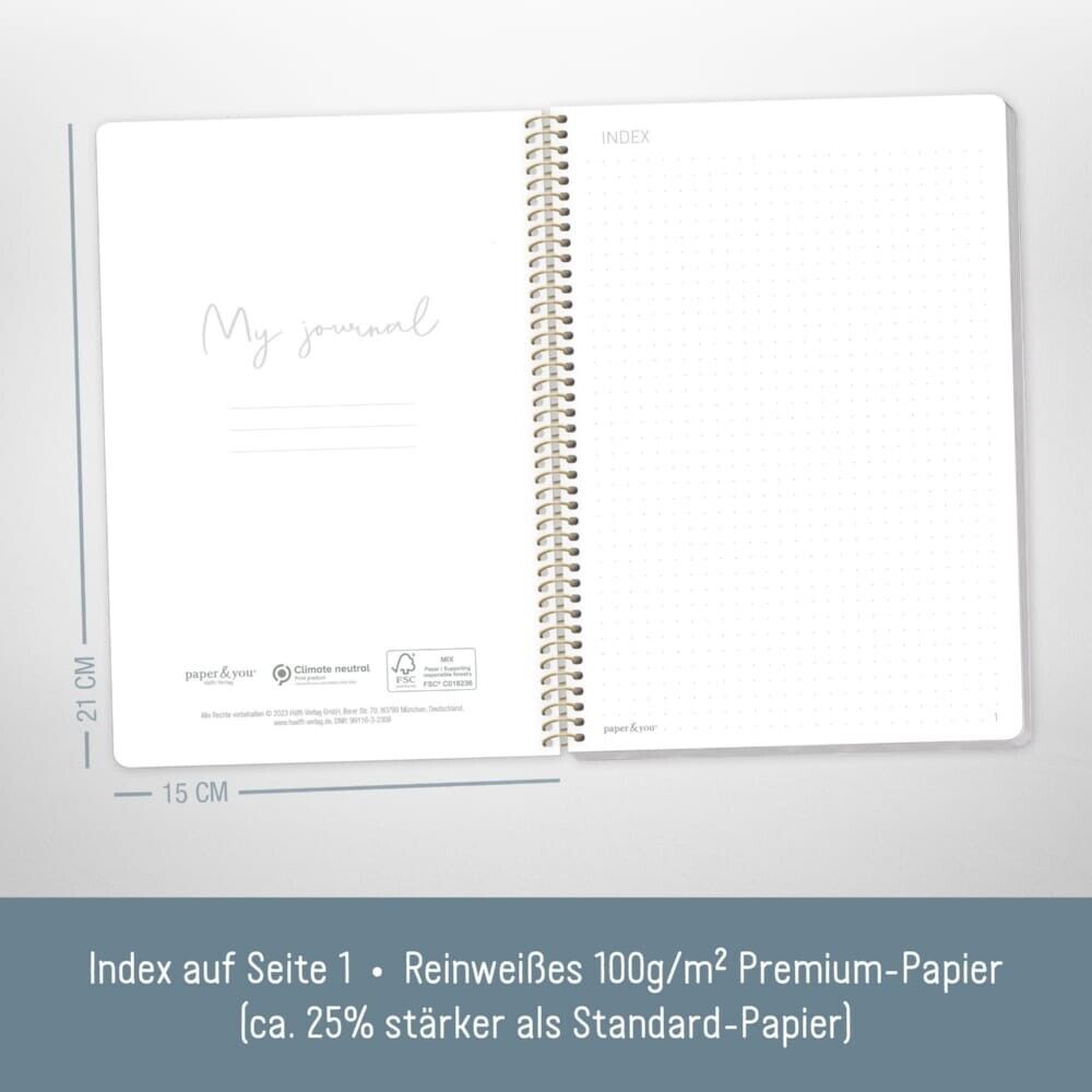paper&you Journal mit Spiralbindung / dotted / A5 / Grey Marble / vom Häfft-Verlag
