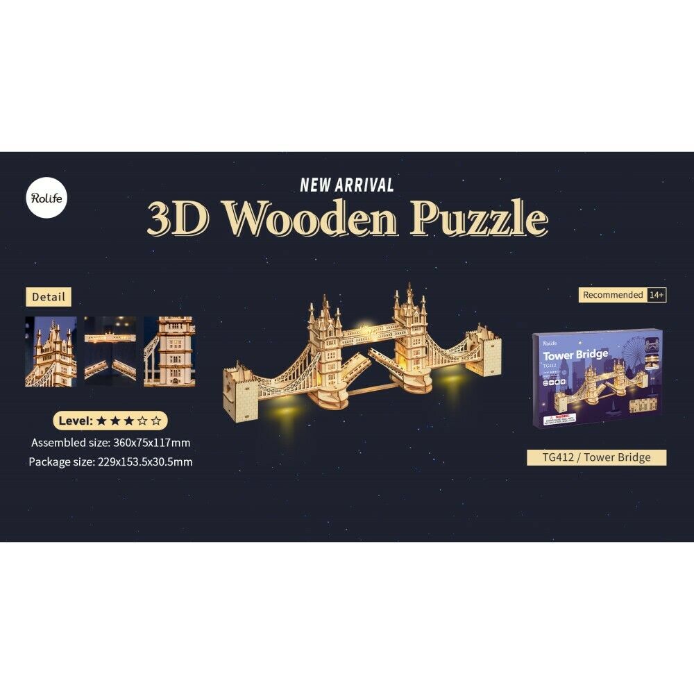 Rolife 3D-Holz-Puzzle "Tower Bridge with Lights"