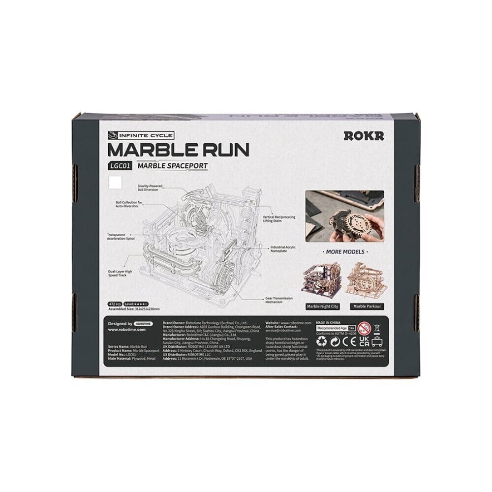 ROKR 3D-Holz-Puzzle Murmelbahn / Kugelbahn "Marble Spaceport"