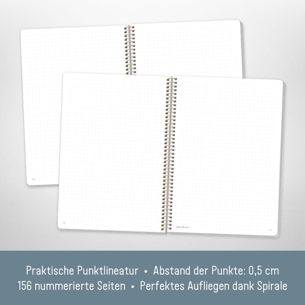 paper&you Journal mit Spiralbindung / dotted / A5 / Grey Marble / vom Häfft-Verlag