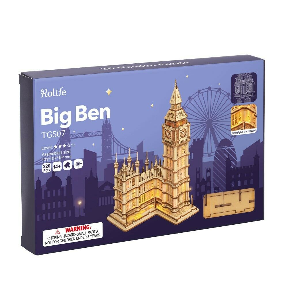 Rolife 3D-Holz-Puzzle "Big Ben With Lights"