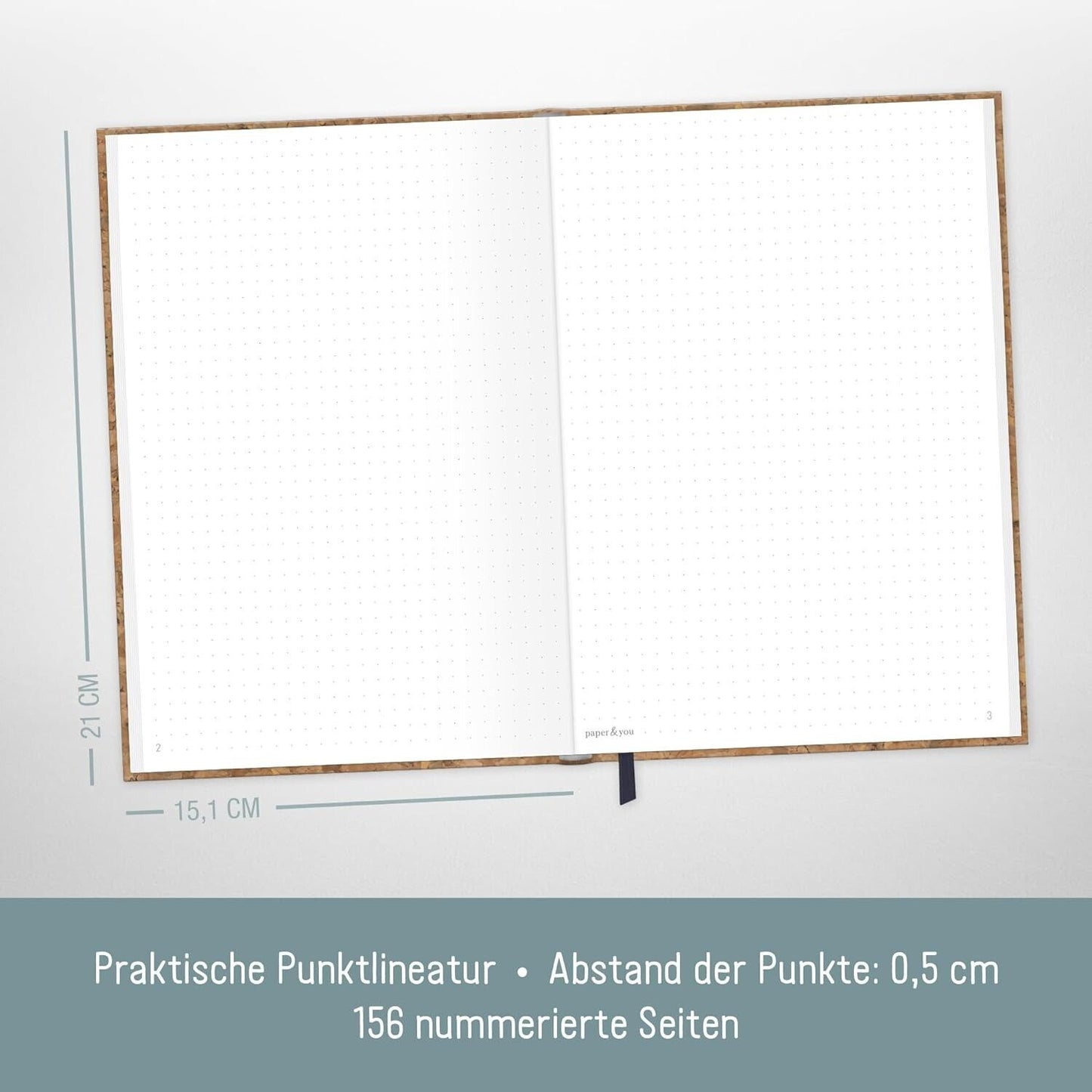 paper&you Notizbuch Classic / dotted / A5+ / Kork / Häfft-Verlag
