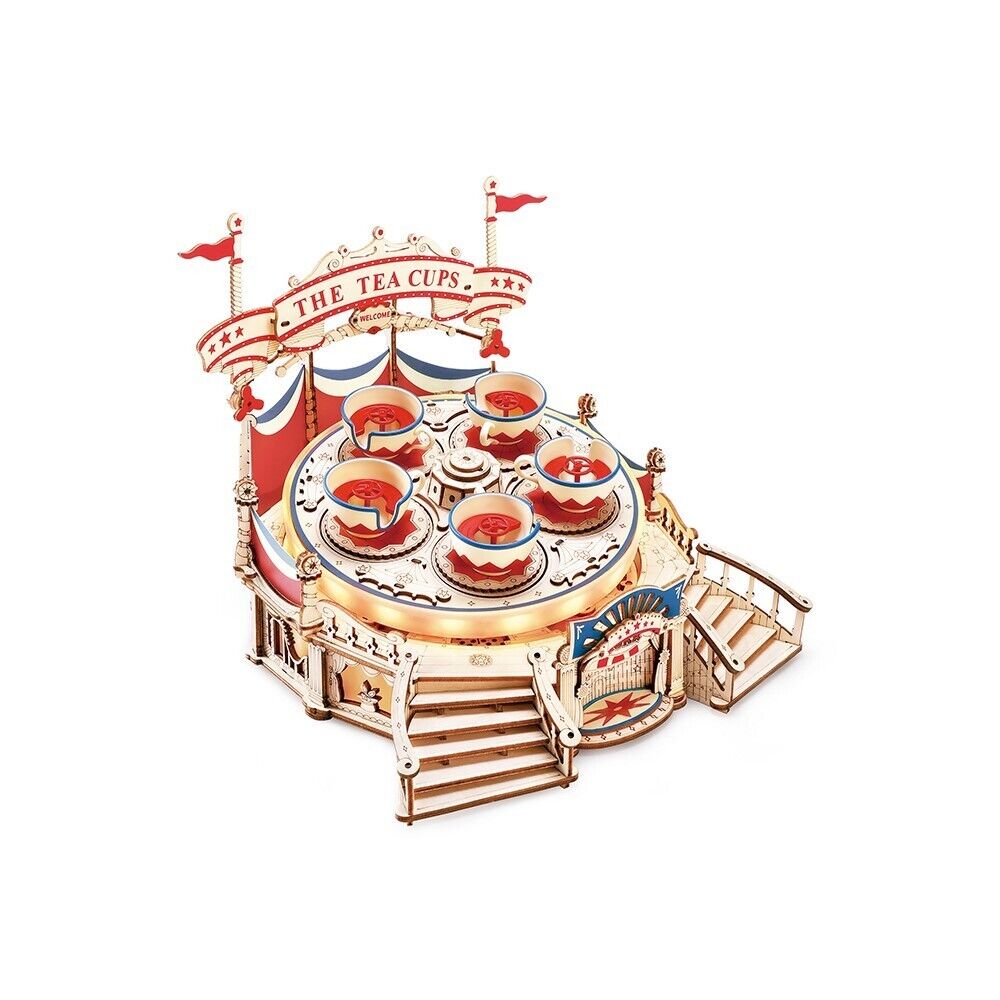 ROKR 3D-Holz-Puzzle Tilt-a-Whirl / Karussell / Walzenbahn im Vergnügungspark