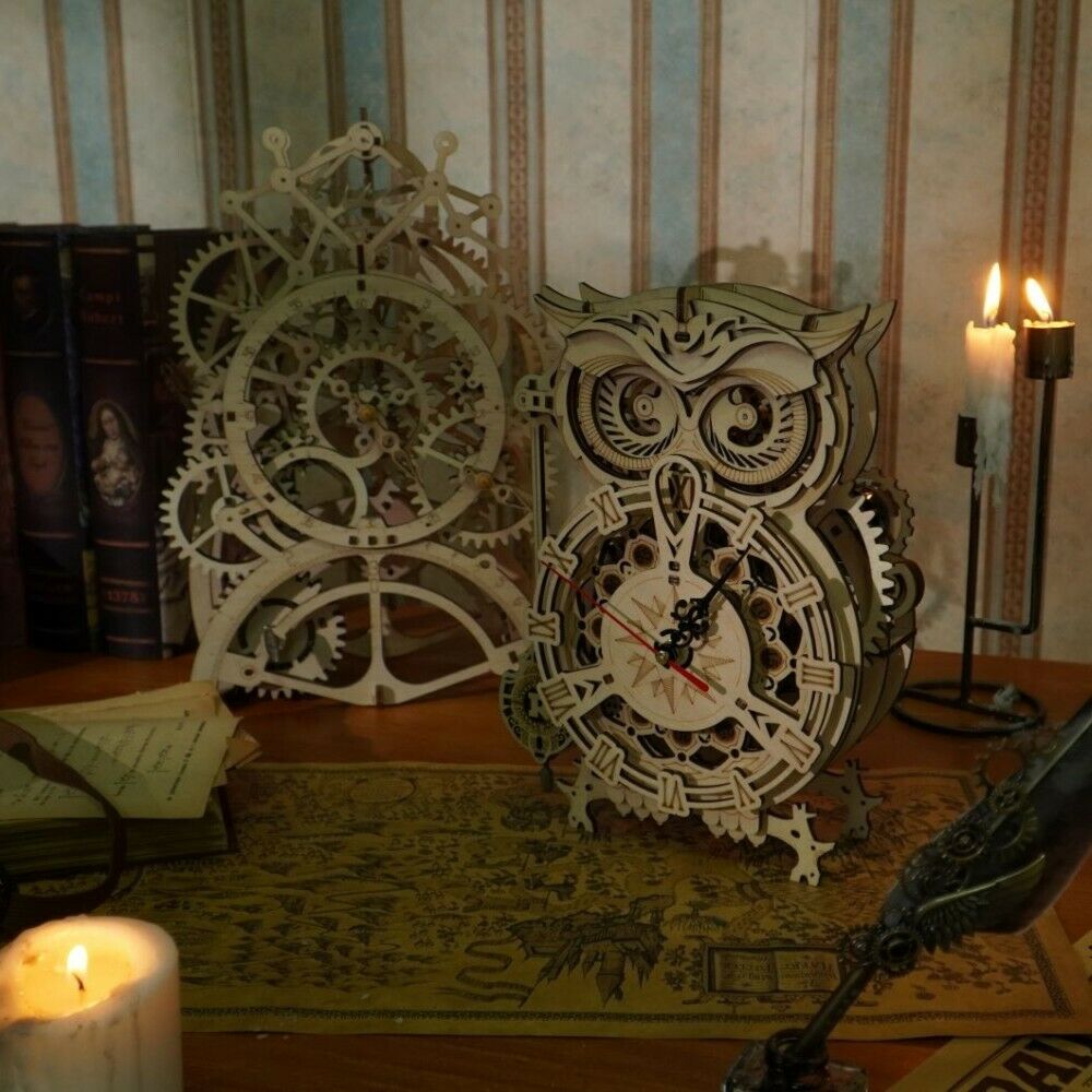 ROKR 3D-Holz-Puzzle Uhr "Owl Clock" Modellbausatz