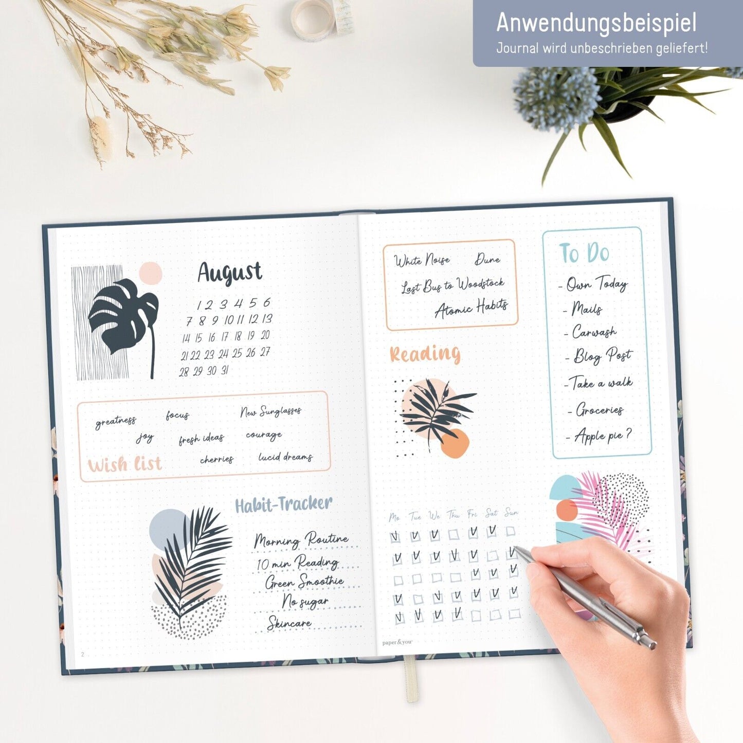 paper&you Journal / A4+ / dotted / Flying Flowers / Häfft-Verlag