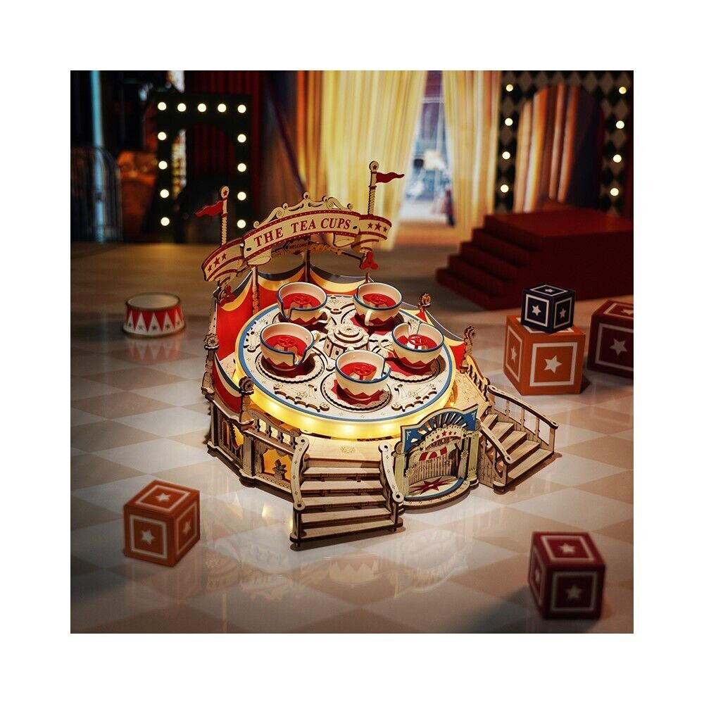 ROKR 3D-Holz-Puzzle Tilt-a-Whirl / Karussell / Walzenbahn im Vergnügungspark