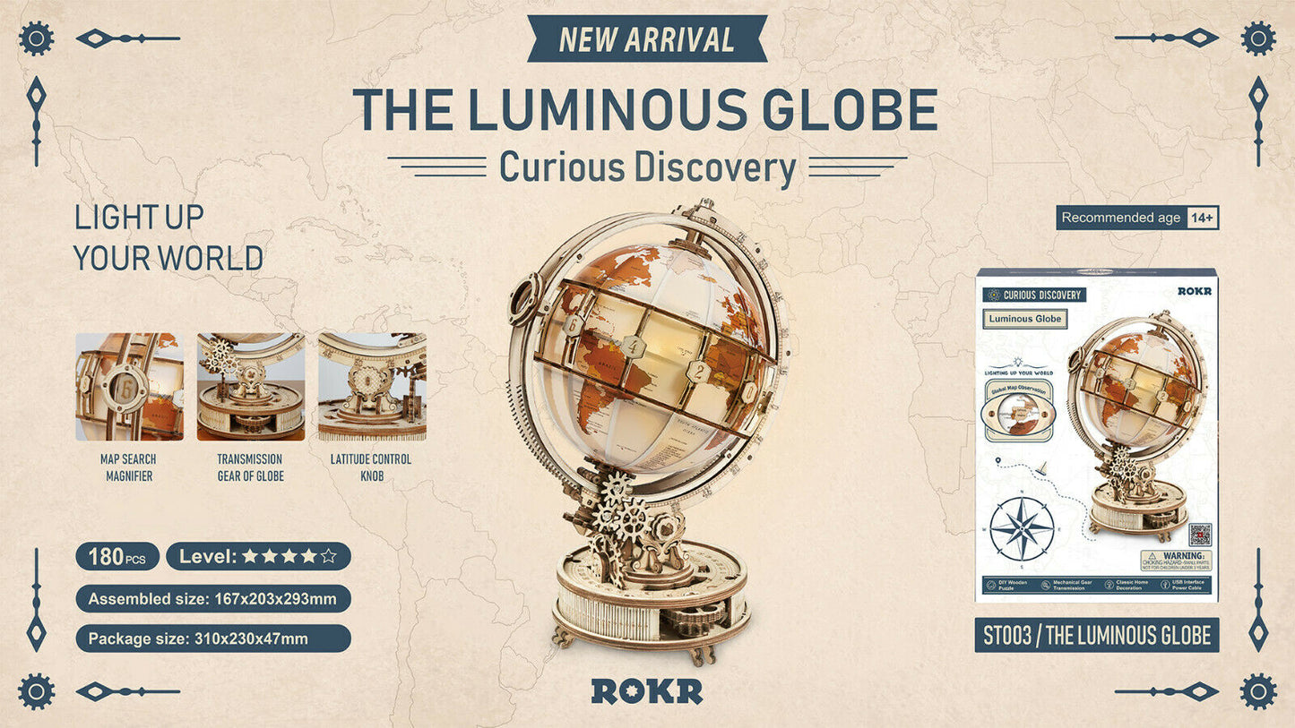 ROKR 3D-Holz-Puzzle "Luminous Globe"