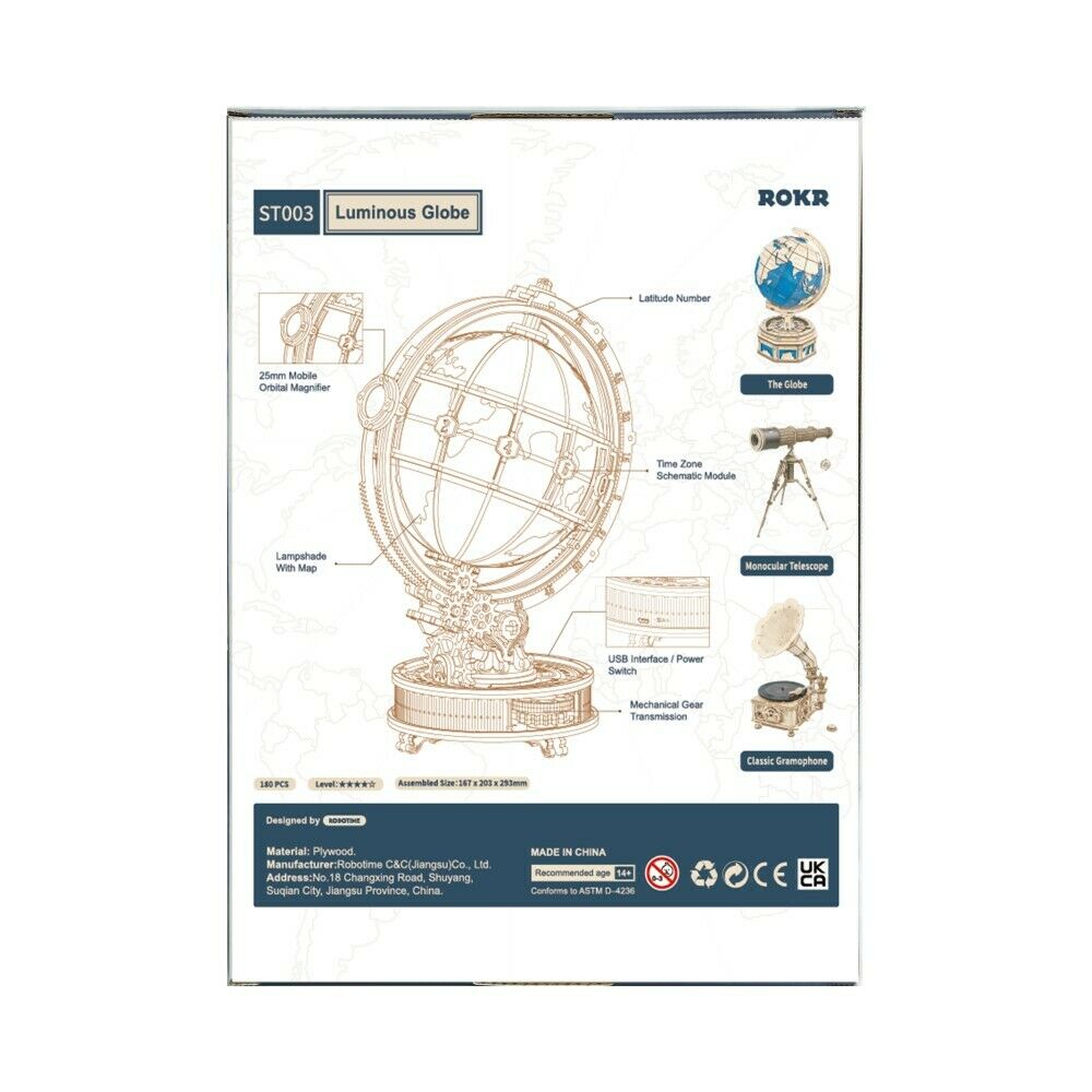 ROKR 3D-Holz-Puzzle "Luminous Globe"