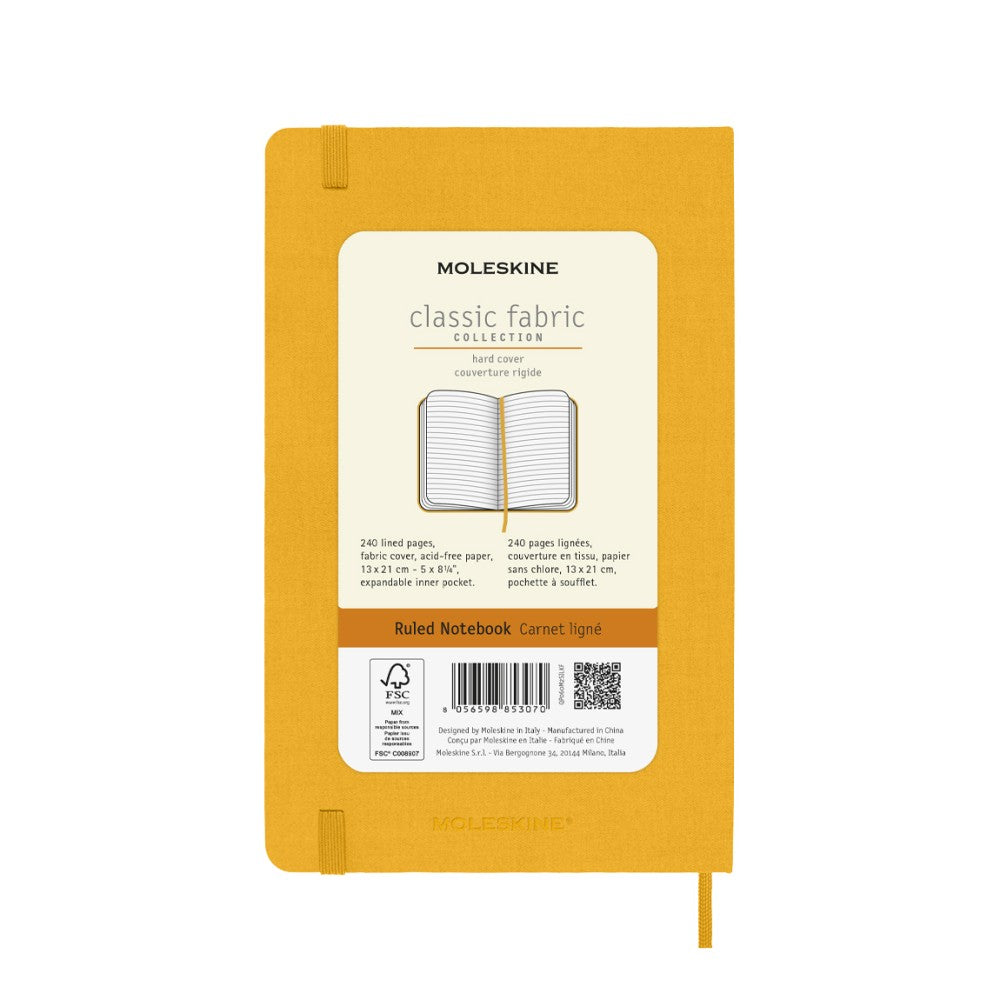 Moleskine Notizbuch Hardcover Stoffeinband Large / A5 / liniert / orangegelb