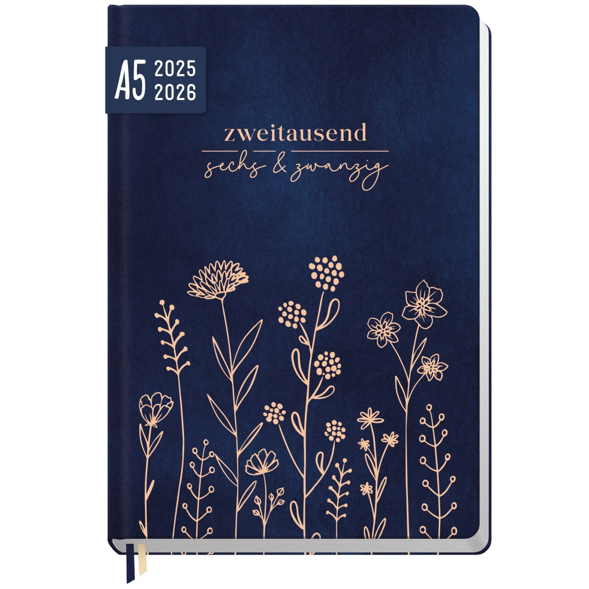 Häfft-Timer 2025/2026 / Jugendkalender / A5 / Fine Flowers night blue