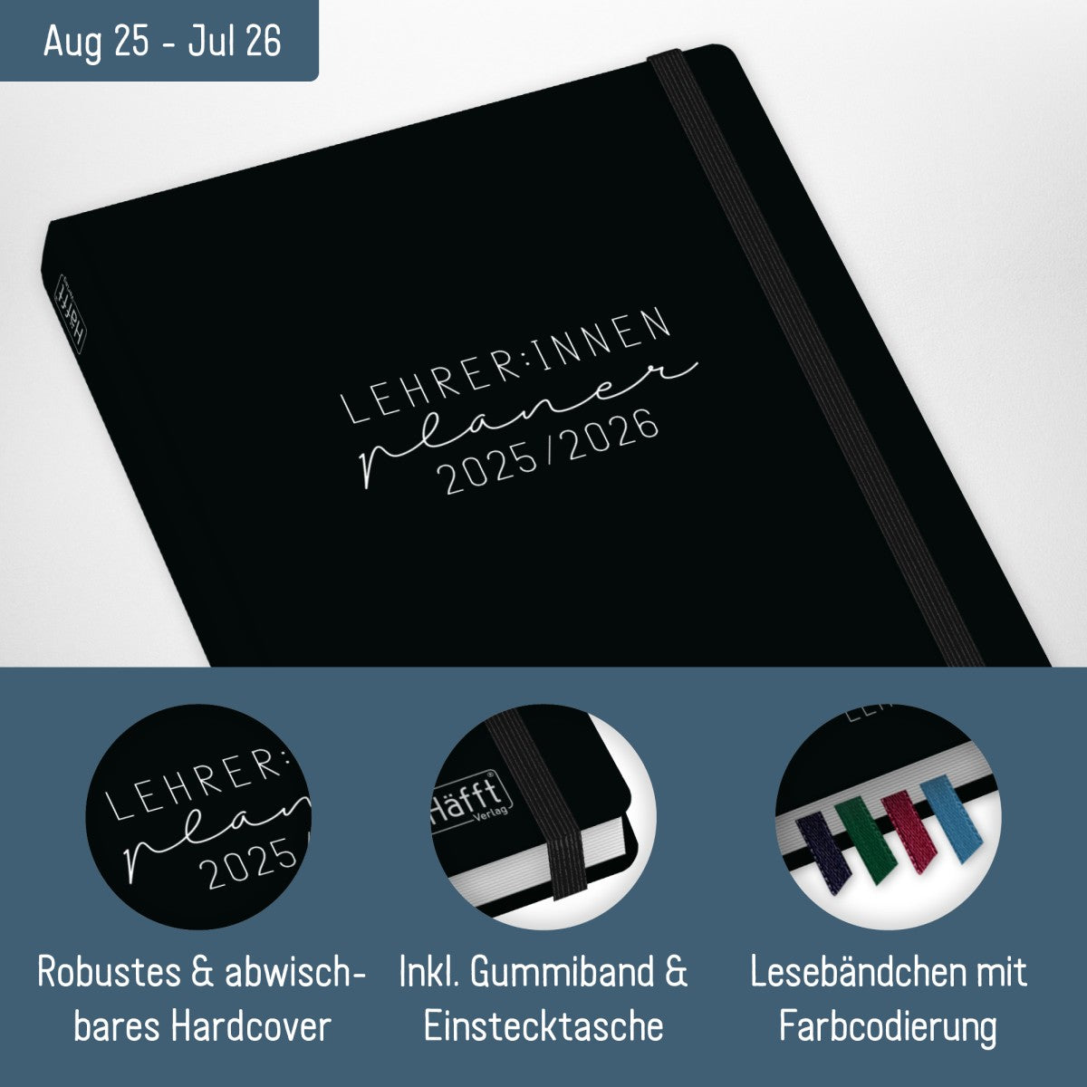 Häfft Lehrer-Planer 2025/2026 / A5+ / Black Edition