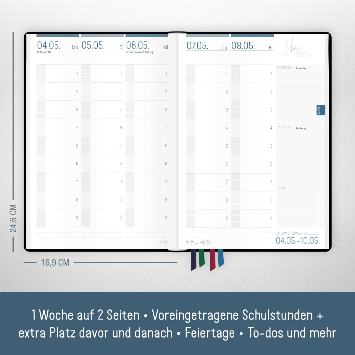 Häfft Lehrer-Planer 2025/2026 / A5+ / Black Edition
