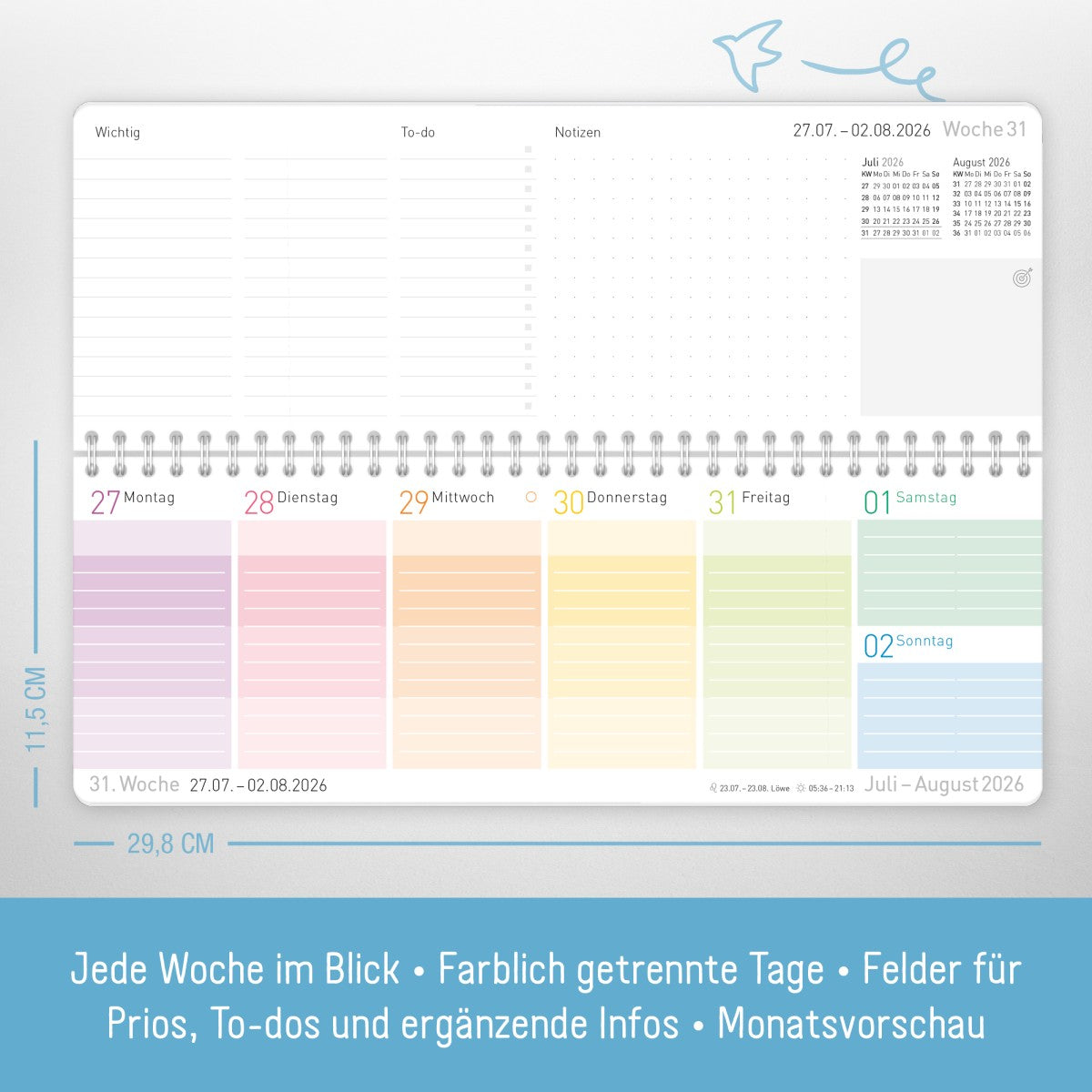 Häfft Tischkalender Schuljahr 2025/2026 / Rainbow