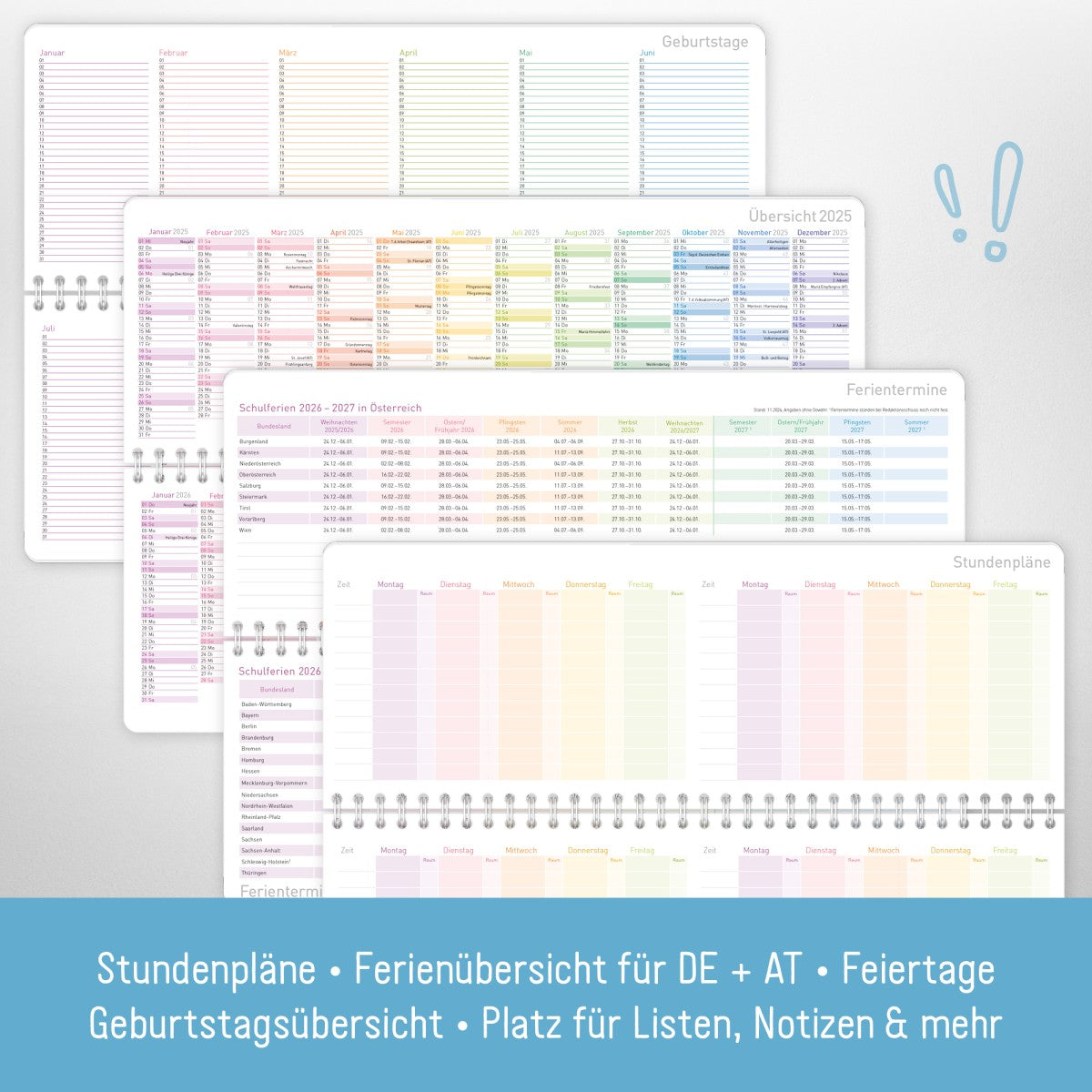 Häfft Tischkalender Schuljahr 2025/2026 / Rainbow