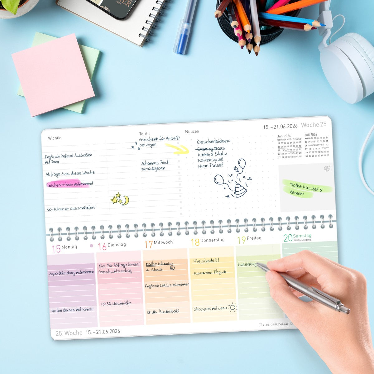 Häfft Tischkalender Schuljahr 2025/2026 / Rainbow
