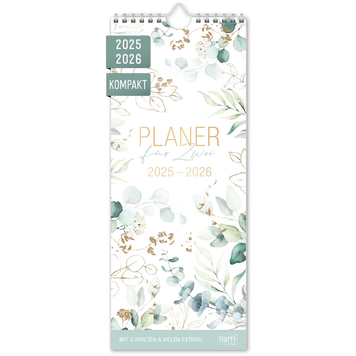 Planer für Zwei 2025/2026 kompakt / Wand-Kalender / Blattgold / Häfft-Verlag