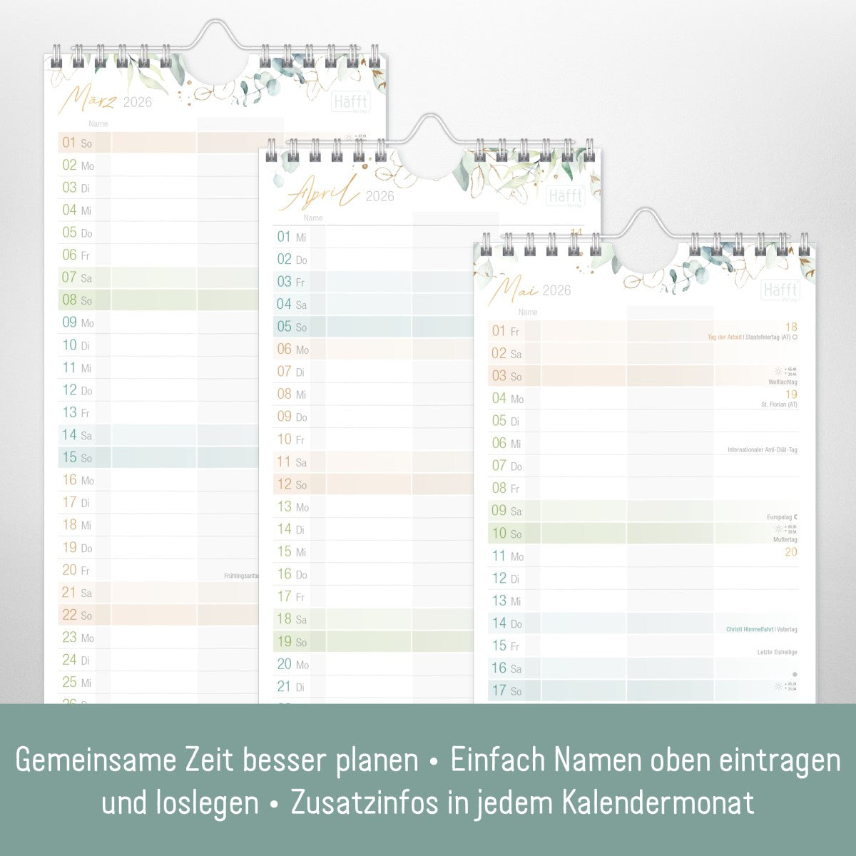 Planer für Zwei 2025/2026 kompakt / Wand-Kalender / Blattgold / Häfft-Verlag